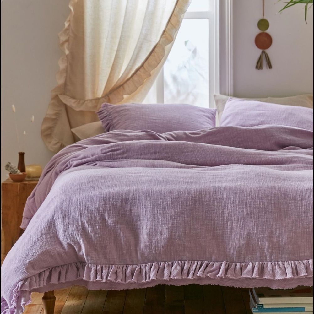 Urban Outfitters Twin Xl Cozy Gauze Duvet Cover In Deep Purple